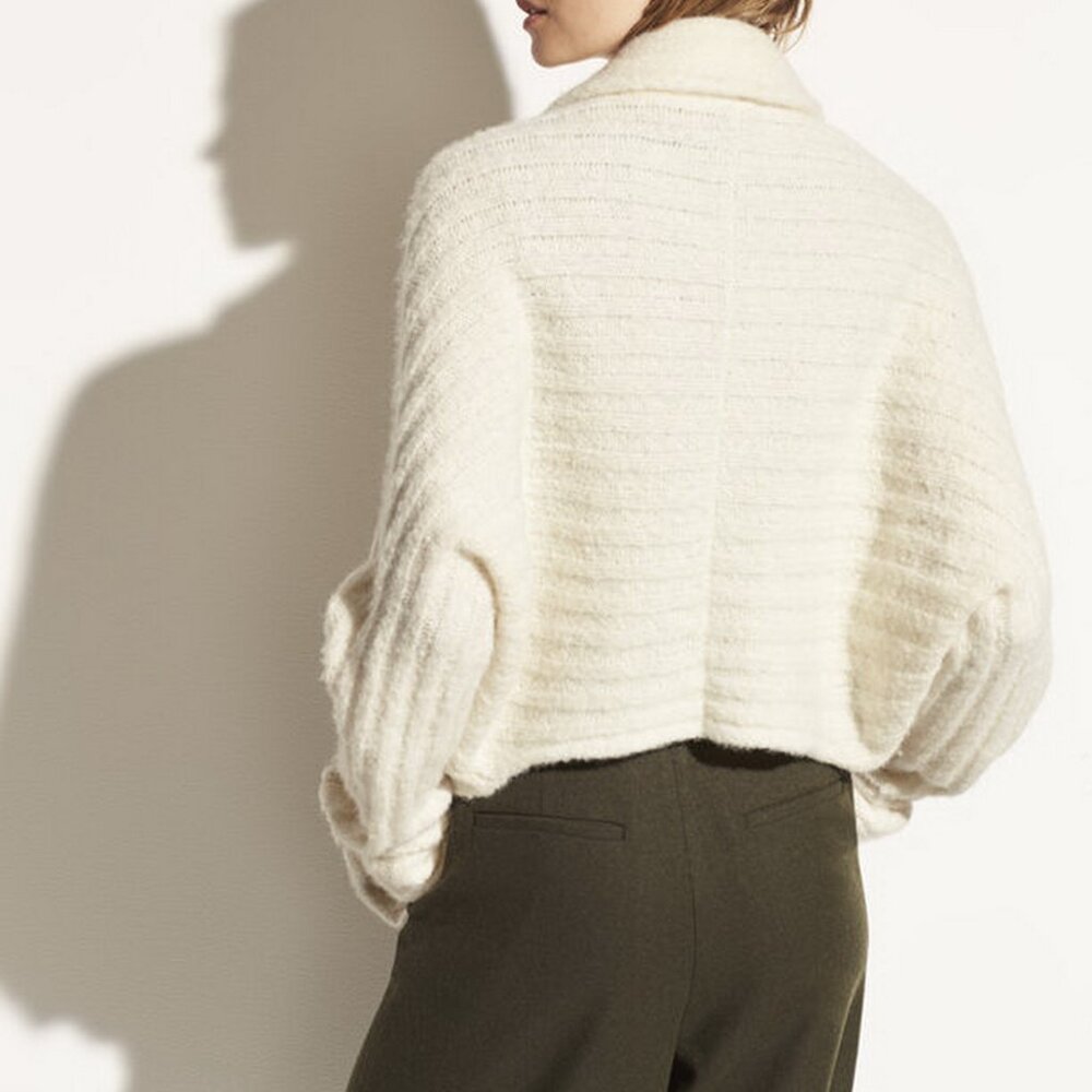 NWT Vince Alpaca Cardigan, Large, Dolman Sleeves, Open Front, OFF-White - Picture 7 of 10